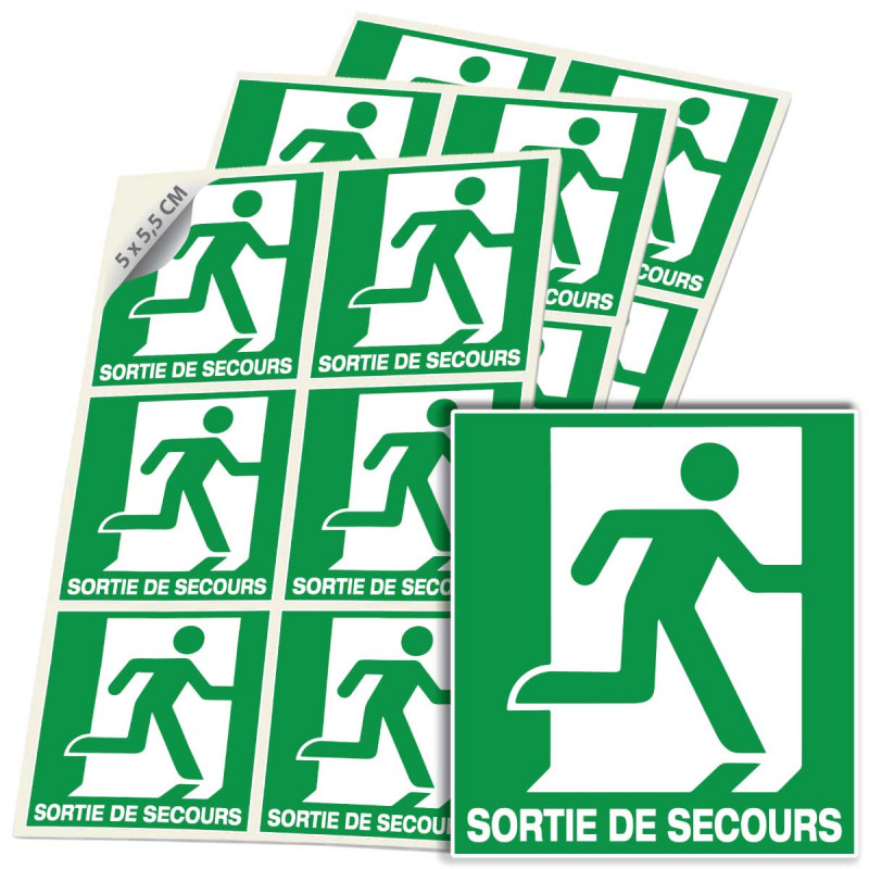 Sticker sortie de secours droite E002 ISO 7010 signalisation évacuation