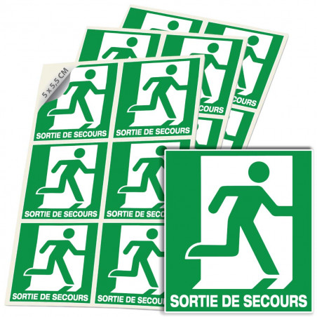 Sticker sortie de secours droite E002 ISO 7010 signalisation évacuation