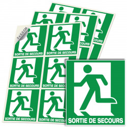 Sticker sortie de secours gauche E001 ISO 7010 signalisation incendie