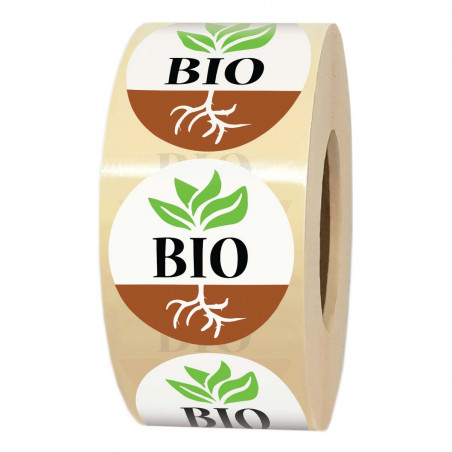 rouleau de 1000 étiquettes adhésives pour produit BIO