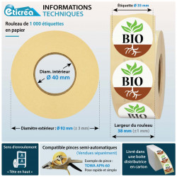 étiquettes autocollantes bio pour coller sur emballages produits bio de maraichers