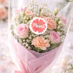 sticker merci pour bouquet de fleurs fleuristes