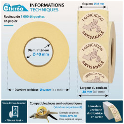 1000 étiquettes autocollantes pour produits artisanaux