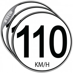 Lot de 3 stickers limitation vitesse 110 km/h pour véhicule professionnel