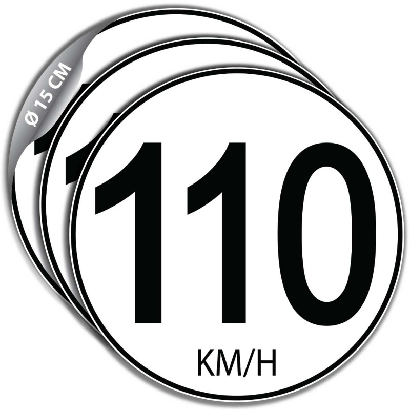 Lot de 3 stickers limitation vitesse 110 km/h pour véhicule professionnel