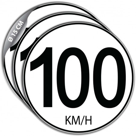 Lot de 3 stickers limitation vitesse 100 km/h pour véhicules