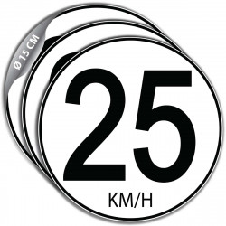Lot de 3 stickers limitation vitesse 25 km/h pour tracteur et engin agricole