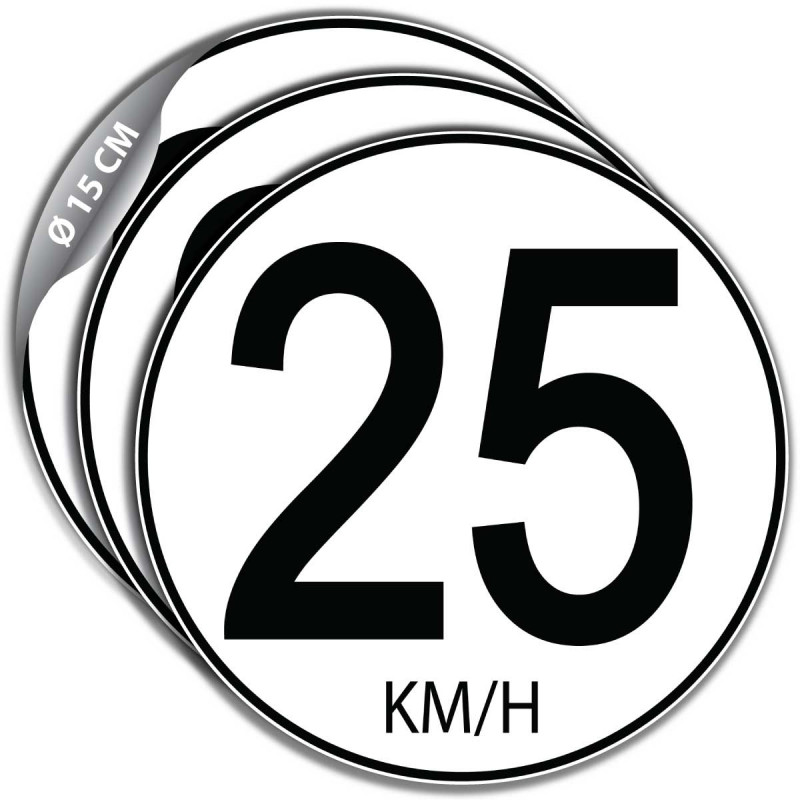 Lot de 3 stickers limitation vitesse 25 km/h pour tracteur et engin agricole