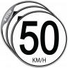 3 stickers vitesse 50 km/h Ø 15 cm signalisation véhicule