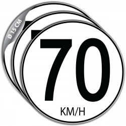 3 stickers vitesse 70 km/h Ø 15 cm pour camion et véhicule
