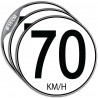 3 stickers vitesse 70 km/h Ø 15 cm pour camion et véhicule