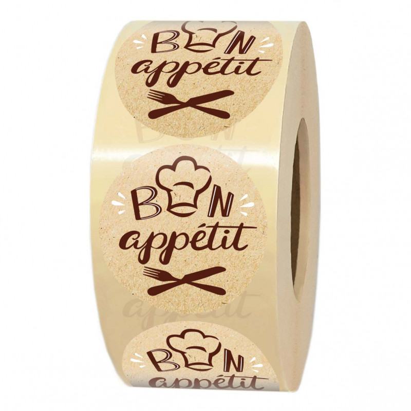 Rouleau étiquettes BON APPETIT pour commerces et boulangeries