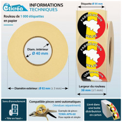 Stickers autocollants Fabrication Belge à coller sur produits Belges