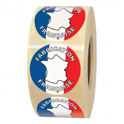Étiquettes FABRICATION FRANÇAISE – Pastilles rondes Ø 35 mm – Rouleau de 1000 étiquettes