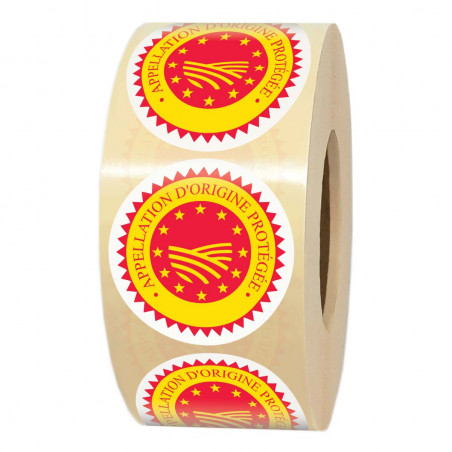 Étiquette adhésive AOP ronde 35 mm en papier - Rouleau de 1000 étiquettes