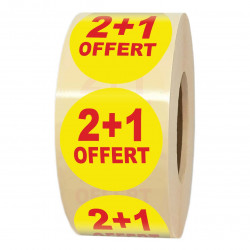 1000 étiquettes 2 + 1 offert pour indiquer les promotions sur les produits en magasins