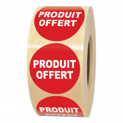 Rouleau de 1000 étiquettes adhésives produit offert pour commerces et hypermarchés