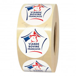 Étiquettes adhésives logo Viande Bovine Française Ø35 mm