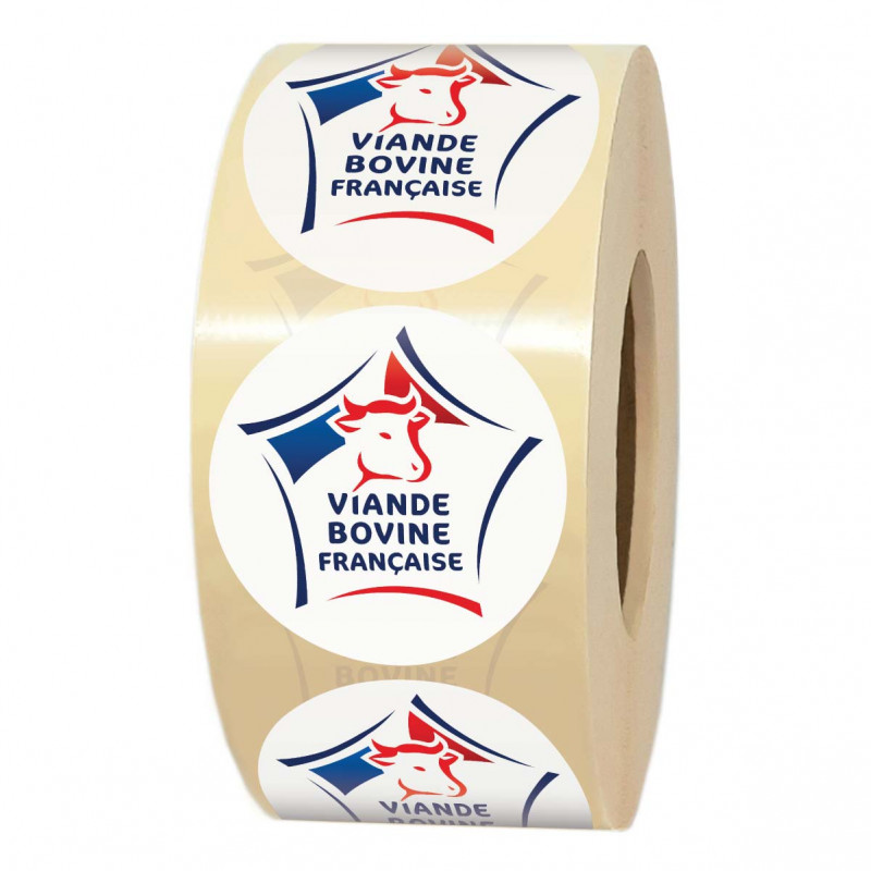 Étiquettes adhésives logo Viande Bovine Française Ø35 mm