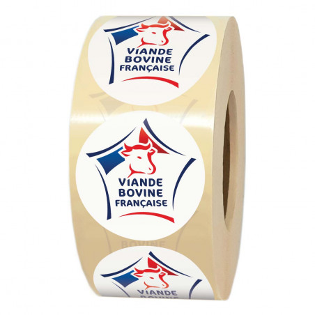 Étiquettes adhésives logo Viande Bovine Française Ø35 mm