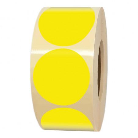 Rouleau de 1000 étiquettes jaunes rondes diamètre 35 mm pour jeu enfant ou inventaire