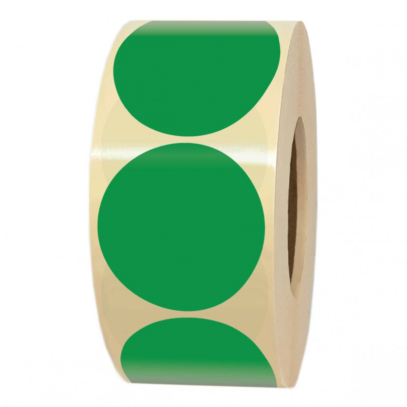 Rouleau de 1000 étiquettes adhésives rondes vertes en papier diamètre 35 mm pour identification, marquage et organisation.