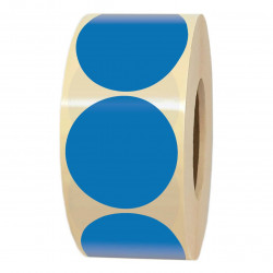 Rouleau de 1000 étiquettes adhésives rondes bleues en papier diamètre 35 mm pour marquage, classement et identification.