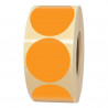 Rouleau de 1000 étiquettes adhésives rondes oranges en papier diamètre 35 mm pour signalisation, repérage et étiquetage.