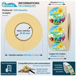 1000 étiquettes joyeuses pâques pour paquets chasse aux oeufs
