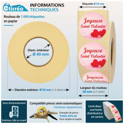 1000 étiquettes autocollantes pour saint valentin, cadeau d'amoureux