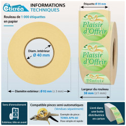 1000 étiquettes autocollantes plaisir d'offrir pour bouquet de fleurs