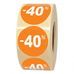 Rouleau d'étiquettes adhésives pour soldes et promotion -40%