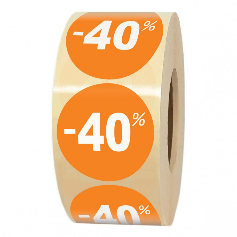 Rouleau d'étiquettes adhésives pour soldes et promotion -40%