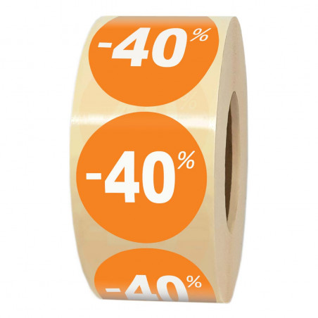 Rouleau d'étiquettes adhésives pour soldes et promotion -40%
