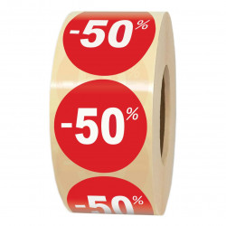Rouleau d'étiquettes adhésives de soldes et promotion -50%