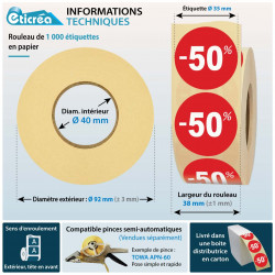 1000 étiquettes autocollantes soldes -50% de réduction