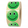 Étiquette adhésive smiley vert content Ø 35 mm en rouleau de 1000
