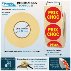 1000 pastilles autocollantes prix choc pour indiquer les bonnes affaires en rayon dans les magasins