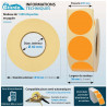 Étiquettes adhésives rondes oranges diamètre 35 mm en rouleau de 1000, parfaites pour le tri, le classement et le marquage.