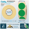 Étiquettes adhésives rondes vertes diamètre 35 mm en rouleau de 1000, papier de qualité pour tri, codage couleur et étiquetage.