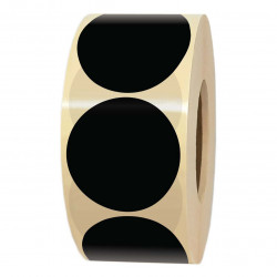 Rouleau de 1000 étiquettes adhésives rondes noires en papier diamètre 35 mm pour identification, marquage et codage couleur.