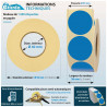 Étiquettes adhésives rondes bleues diamètre 35 mm en rouleau de 1000, idéales pour le codage couleur et l'organisation.