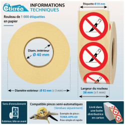 autocollants lame interdite pour coller sur cartons, produits ou autre surface plane