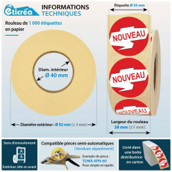 1000 étiquettes autocollantes NOUVEAU pour mise en rayon dans les magasins