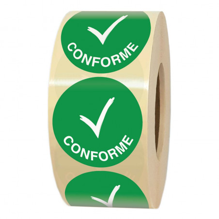 Étiquette autocollante CONFORME ronde Ø 35 mm en rouleau
