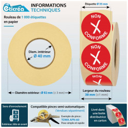 Rouleau de 1000 étiquettes NON CONFORME pour contrôle qualité