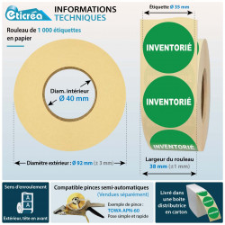 Rouleau de 1000 étiquettes INVENTORIÉ pour inventaire