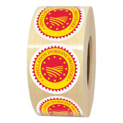 Étiquette adhésive AOP ronde 35 mm en papier - Rouleau de 1000 étiquettes