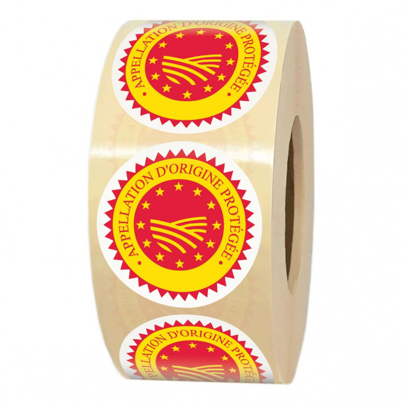 Étiquette adhésive AOP ronde 35 mm en papier - Rouleau de 1000 étiquettes
