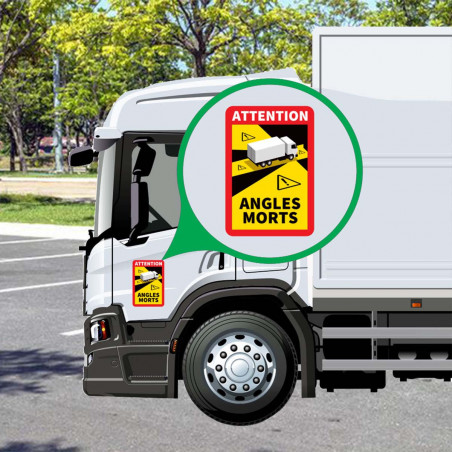 Stickers ANGLES MORTS CAMION - Taille 17 x 25 cm - Lot de 3 autocollants